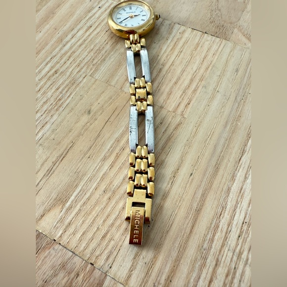 Vintage Michele ladies two toned dress watch NEW BATTERY - Picture 4 of 12